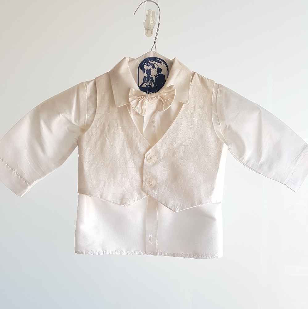 100% silk 3 piece Baptism christening suit
